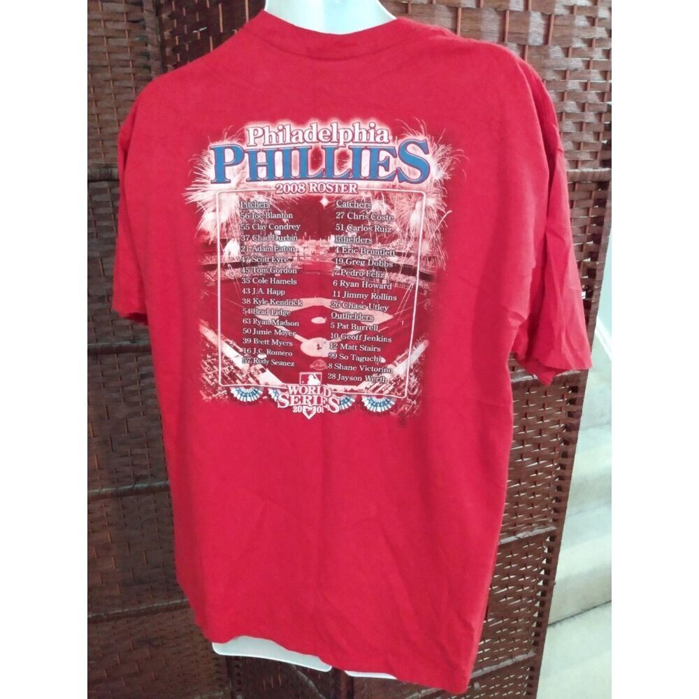 Philadelphia Phillies 2008 World Series Champions T Shirt Men's XL Double Sided - Picture 2 of 3
